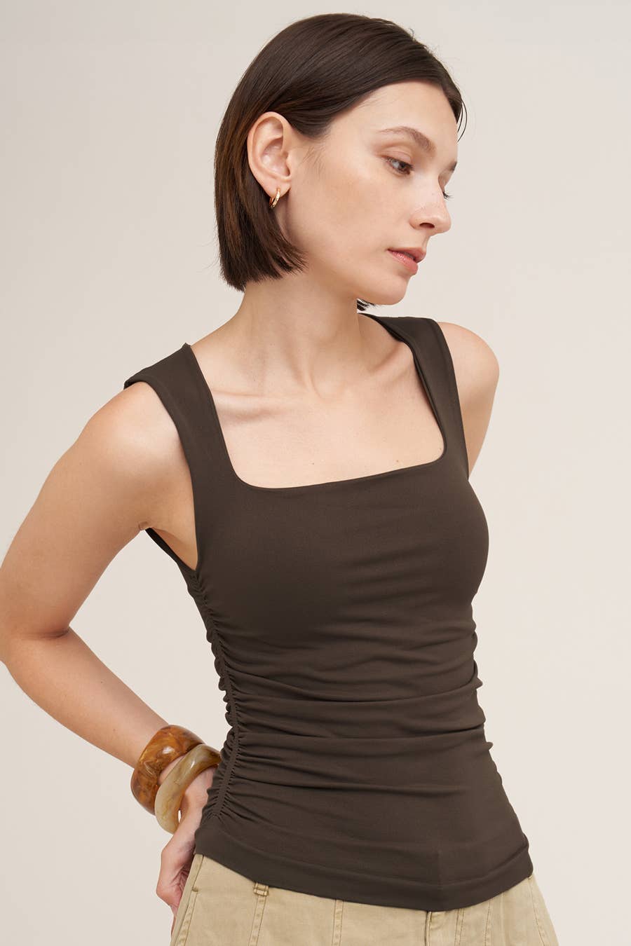 Annie Square Shirred Top