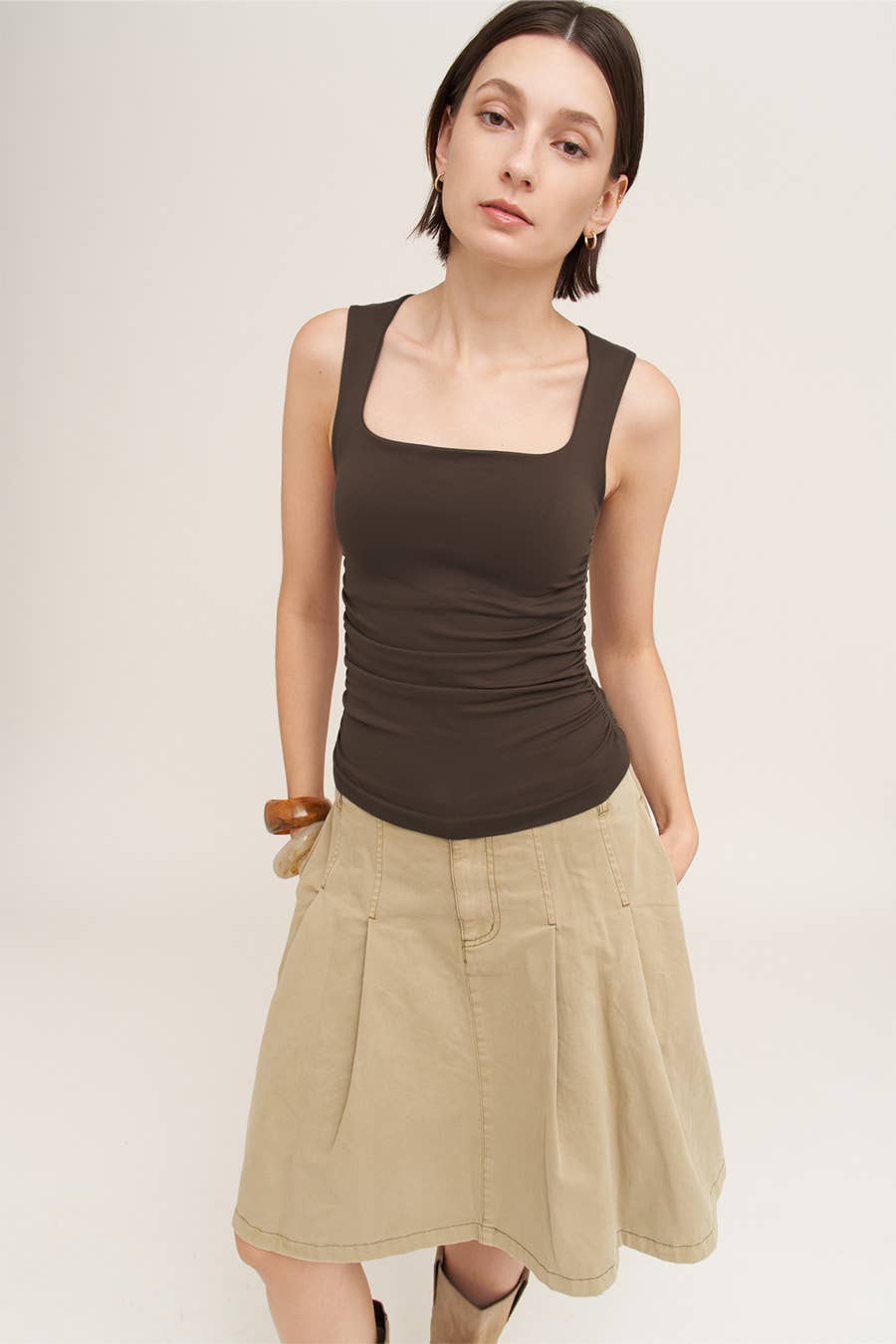 Annie Square Shirred Top