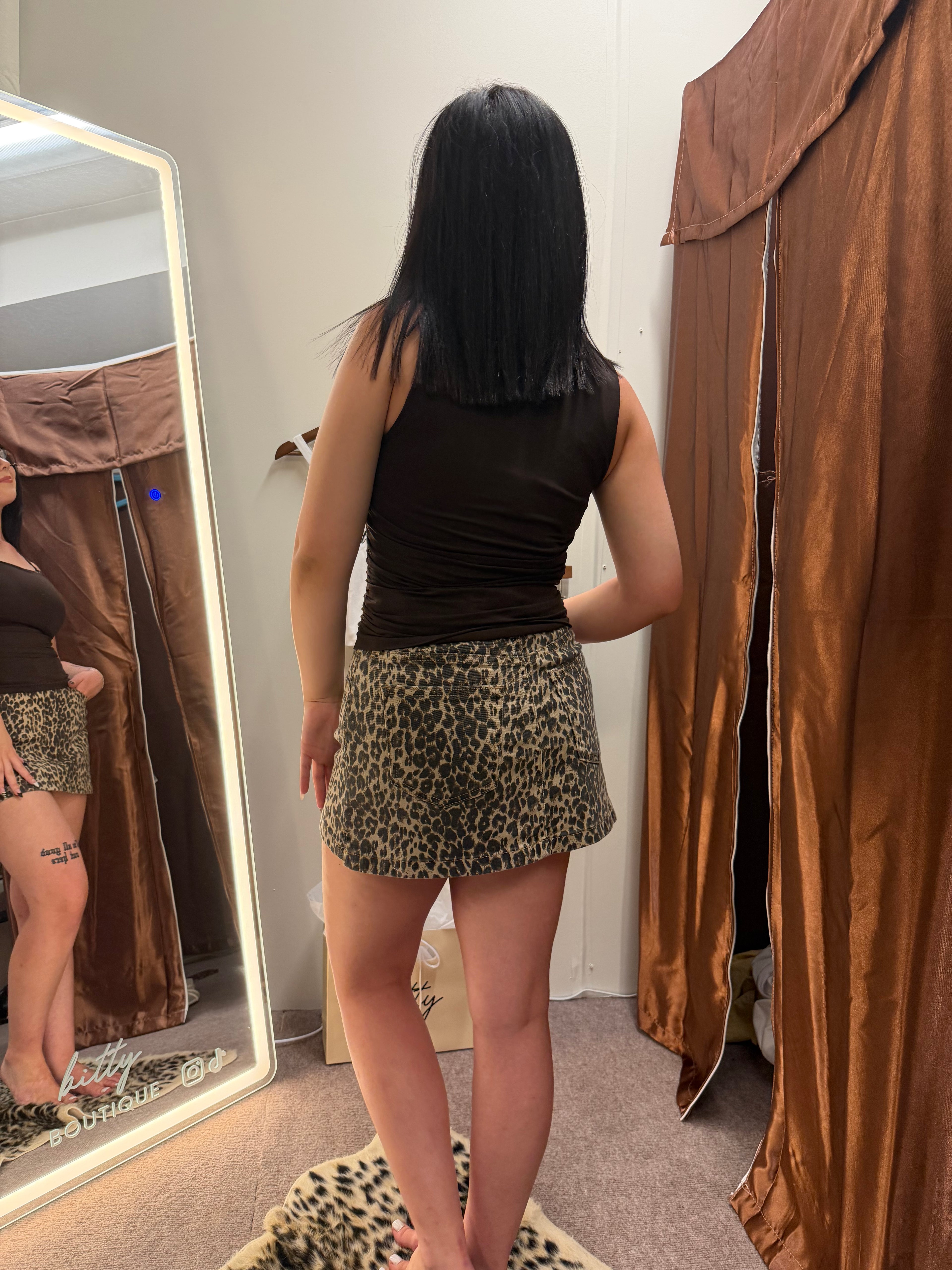 Moxie Leopard Mini Skirt