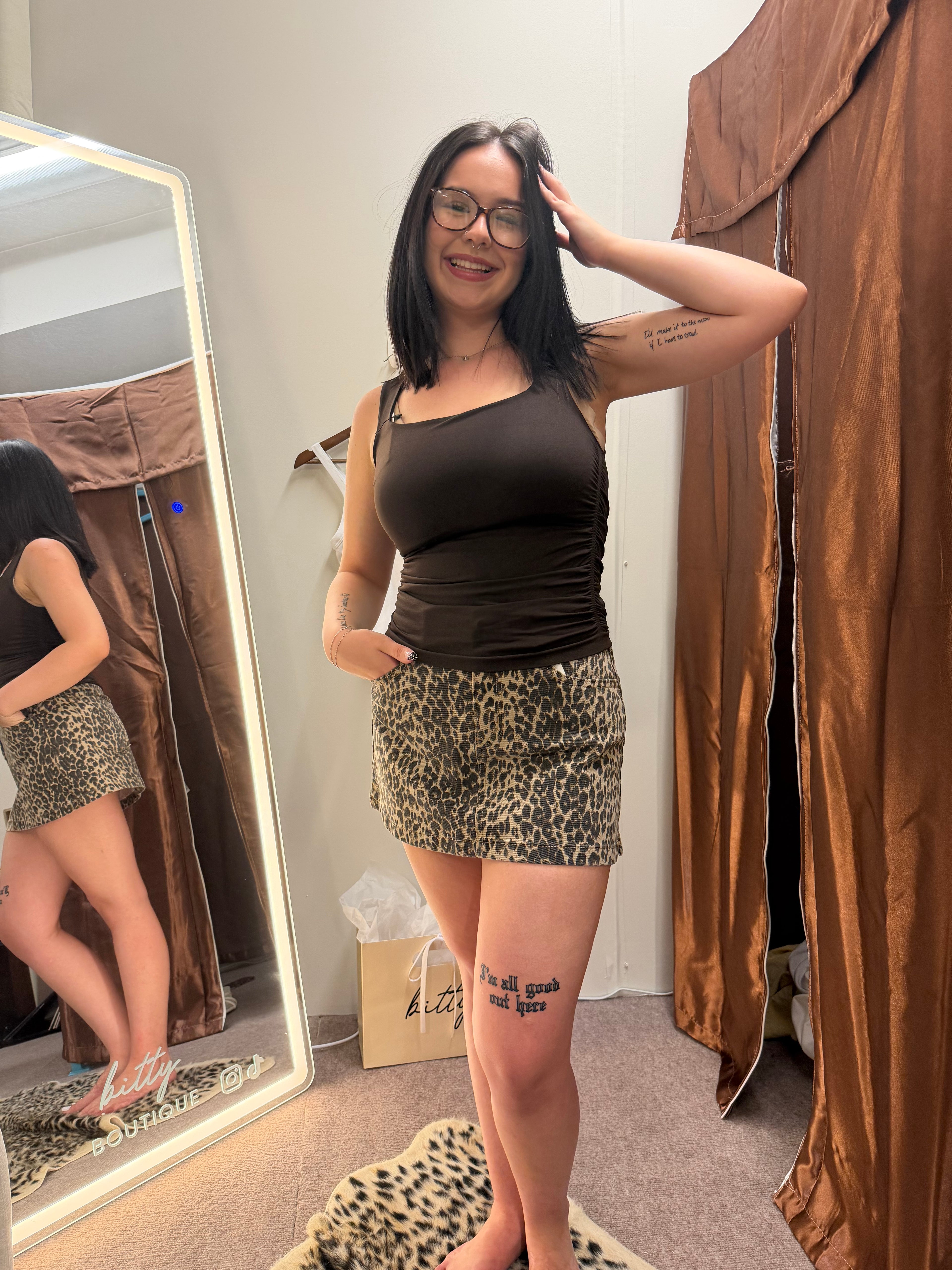Moxie Leopard Mini Skirt